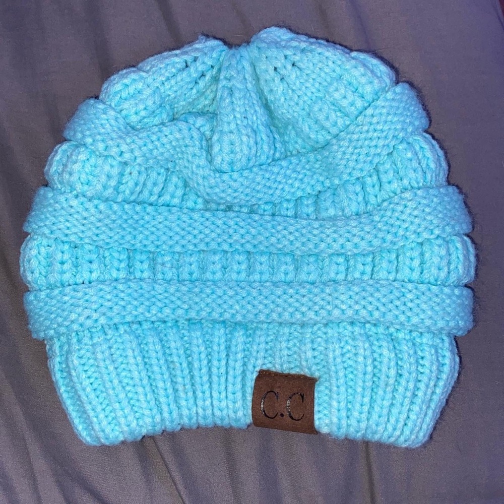 Teal crochet beanie